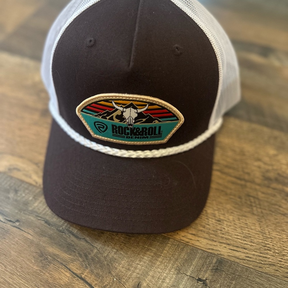 Rock & Roll Denim Brown and White Trucker Hat